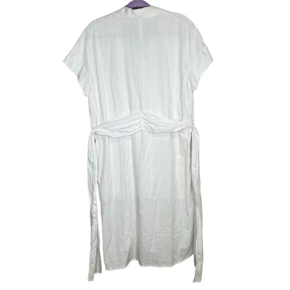 Chelsea & Theodore Asymmetrical White Button Down Dress / Size Large - Picture 4 of 7